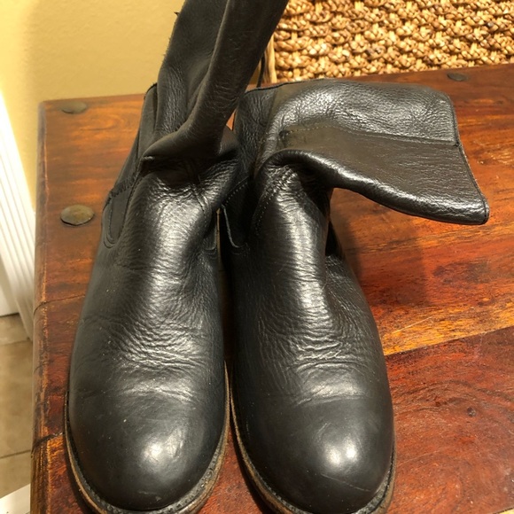 Walk Over Vintage Shoe Womens Boots Leather Pull Mid Calf Western Moto 8.5 - Picture 2 of 11